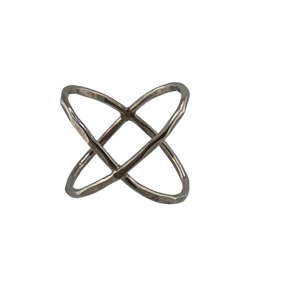 NEW Sterling Silver Artisan Double Circle Ring Size 6